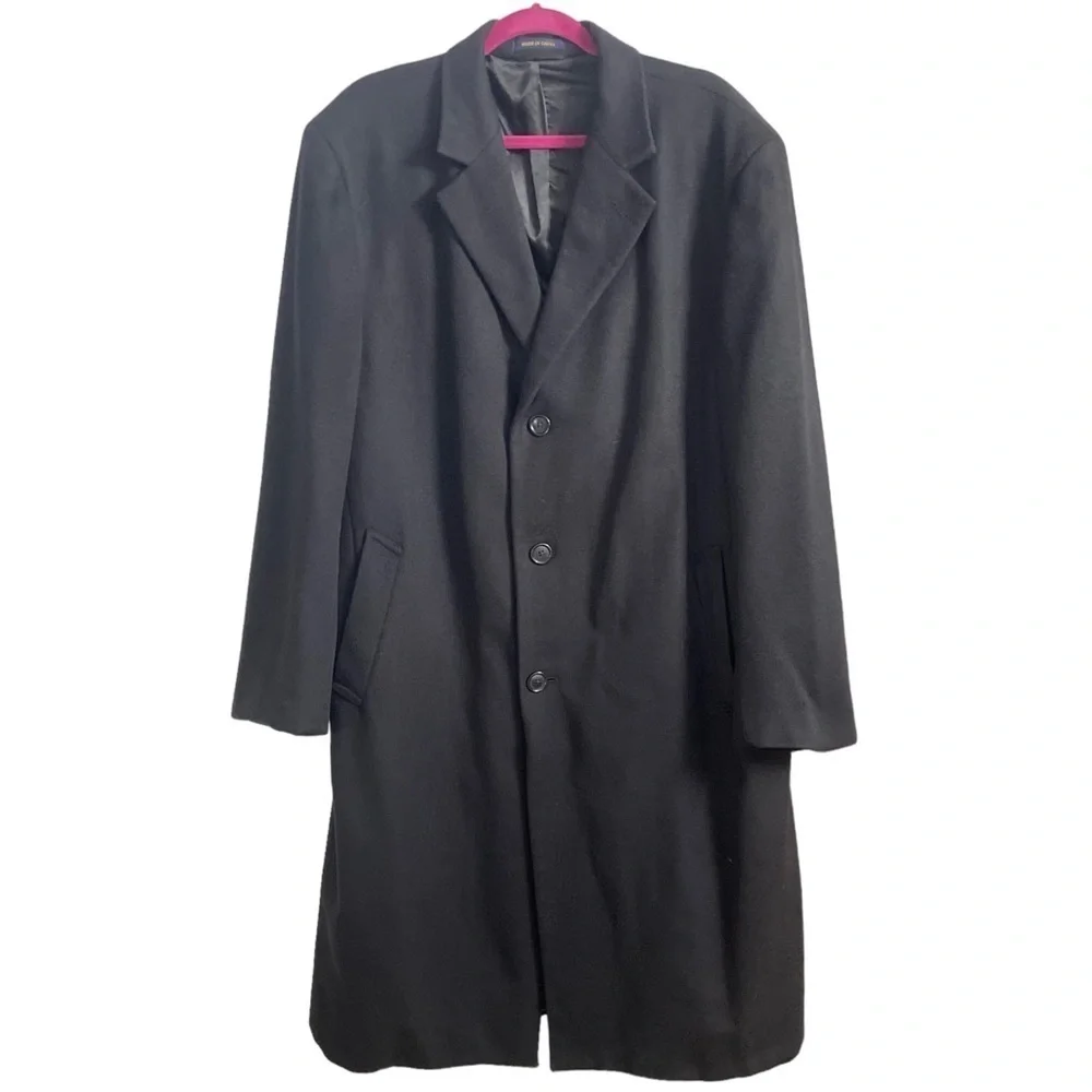 LORD & TAYLOR for Jacob Siegel Men's 100% Cashmere Winter Black Coat 44R
